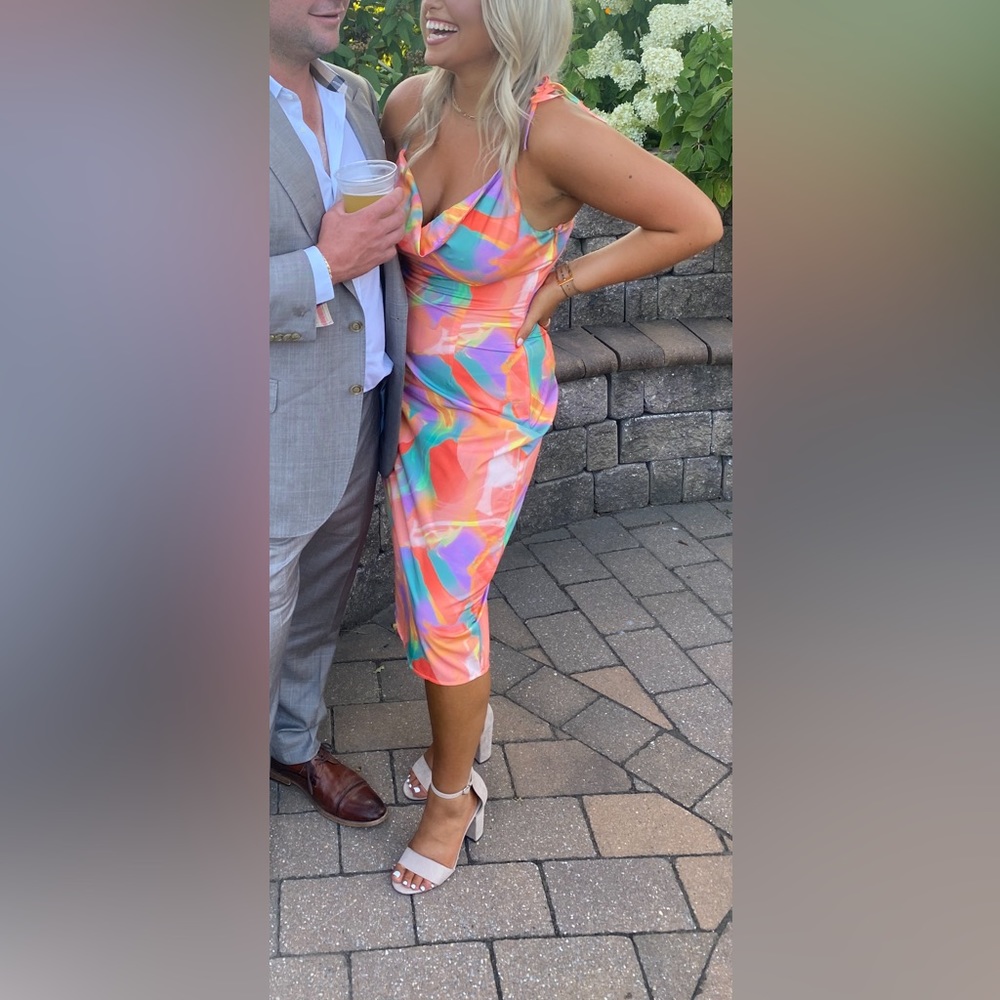Pretty Little thing multicolor midi dress, size 6